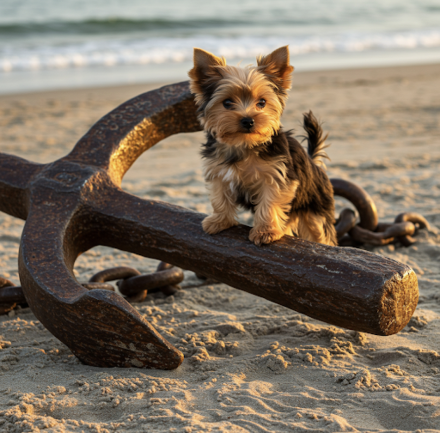 Anna's Yorkie Treasures Yorkie on an anchor