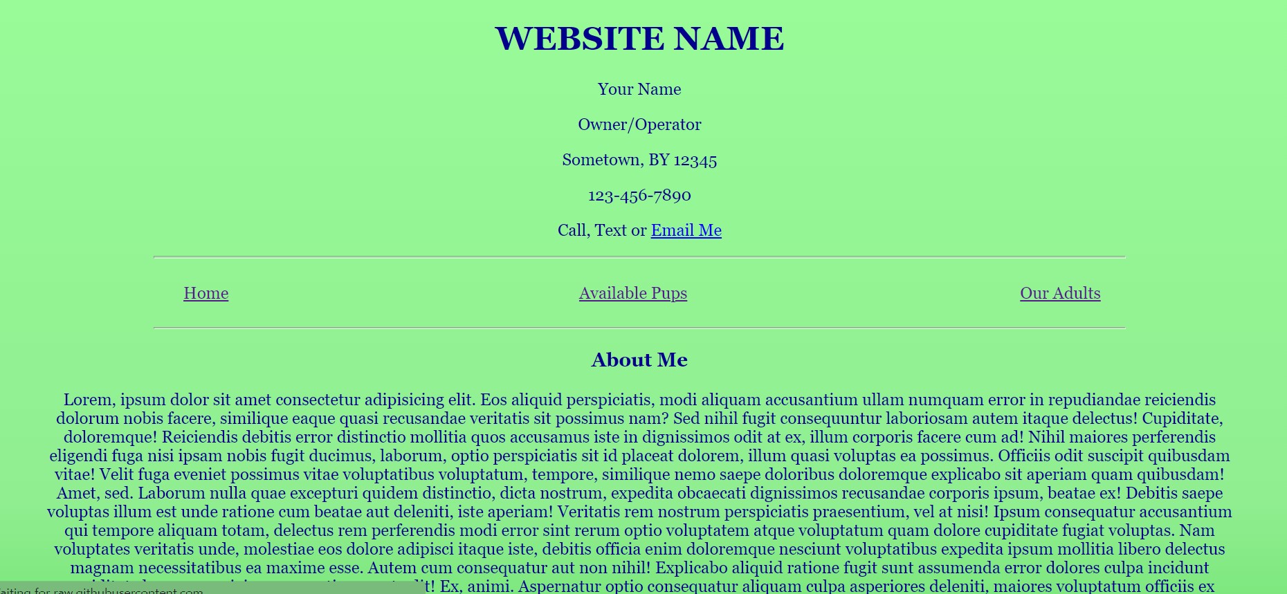 3 Page Sample Website